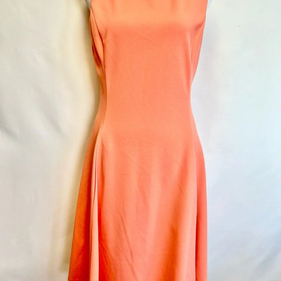 NWT DKNY Fit And Flare Peach Midi Sleeveless Dress Pockets Formal Casual Size 4 - Picture 8 of 15